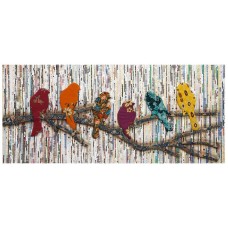 Large 3D Bird + Branch Colorful Wall Sculpture Newspaper & Fabric Woven 54" Long 691038405488  292117303537